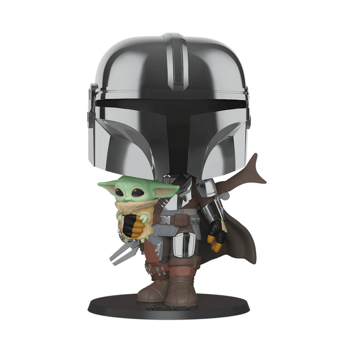 Funko POP Deluxe Star Wars : The Mandalorian 10" Chrome Mandalorian with Child