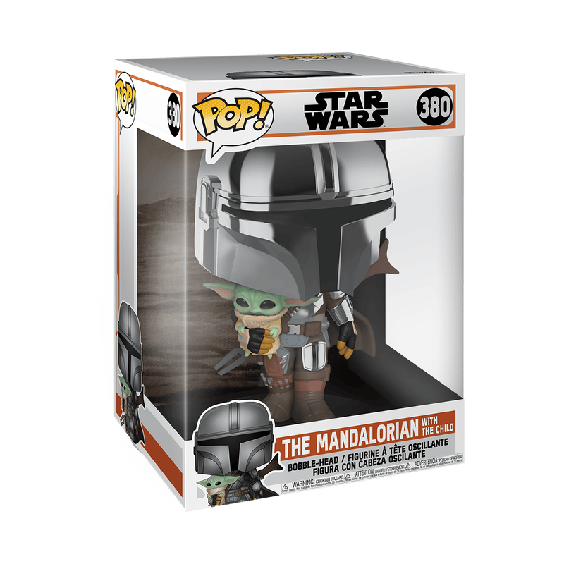 Funko POP Deluxe Star Wars : The Mandalorian 10" Chrome Mandalorian with Child