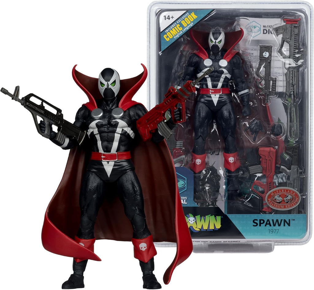 McFarlane Toys - Spawn 77 (Black and Red) 7in Action Figure with Comic Toys Digital Collectible [Red Platinum Edition]