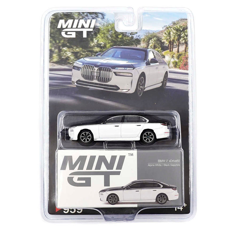 Mini GT 1/64 BMW I7 XDRIVE60 ALPINA WHITE  BLACK SAPPHIRE