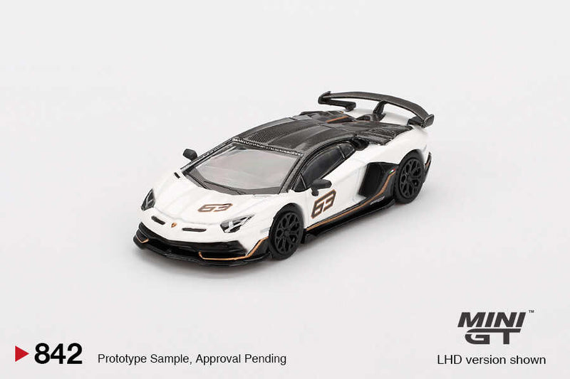 Mini GT 1/64 LAMBORGHINI AVENTADOR SVJ 63 BIANCO ASOPO