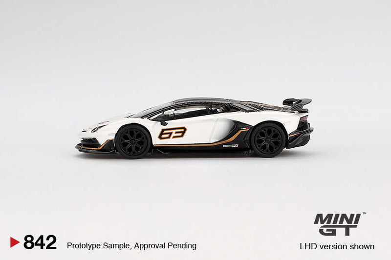 Mini GT 1/64 LAMBORGHINI AVENTADOR SVJ 63 BIANCO ASOPO