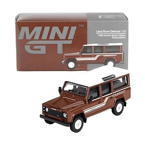 Mini GT 1/64 Land Rover Defender 110 1985 County Station Wagon Russet Brown