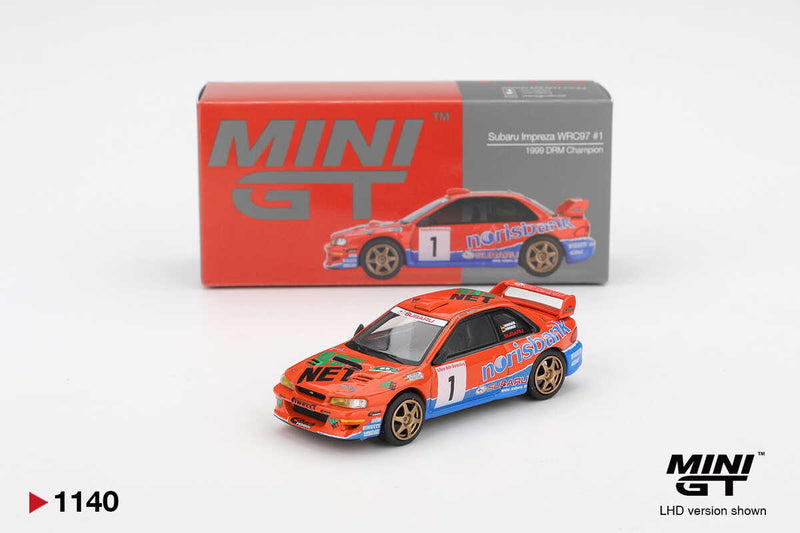Mini GT1/64 SUBARU IPREZA WRC97 1999 DRM CHAMPION
